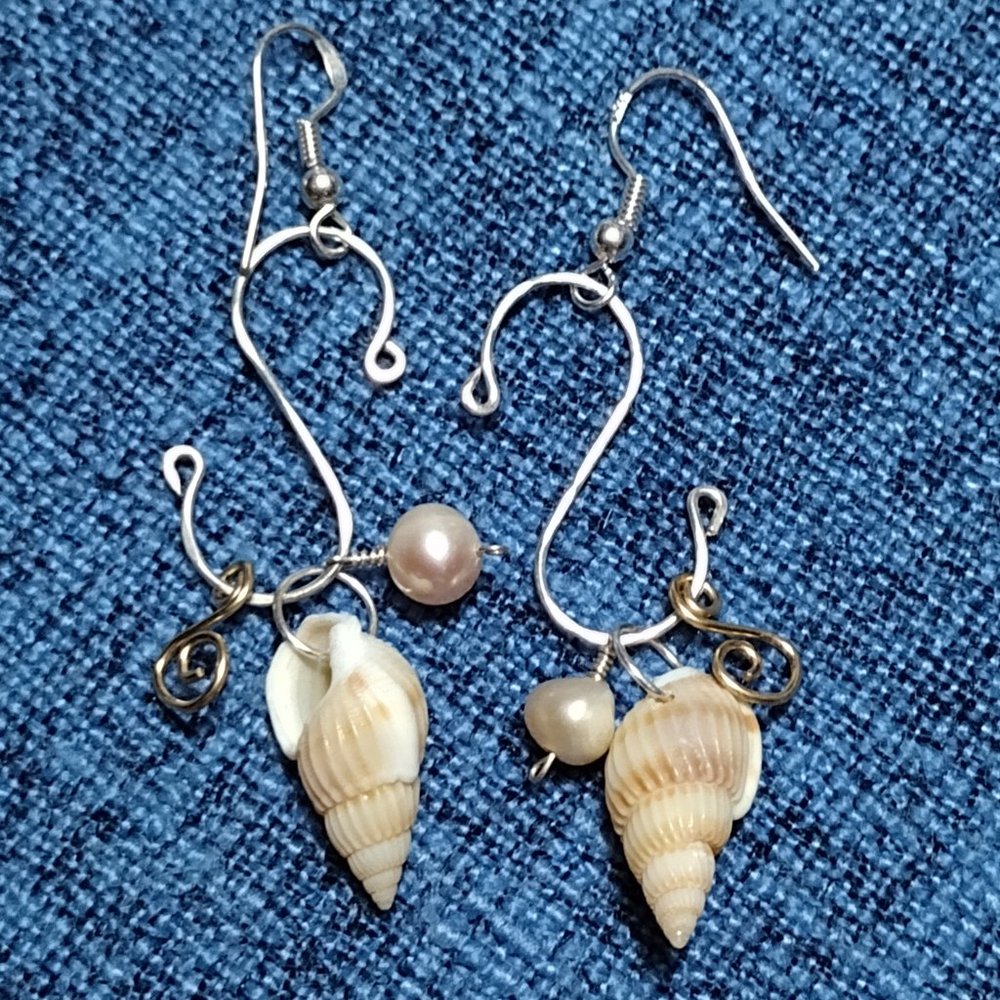 Silver Earrings with Sea Shells